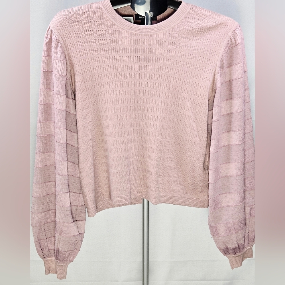 Club Monaco Balloon Woven Sleeve Balletcore Peasant Top, Large